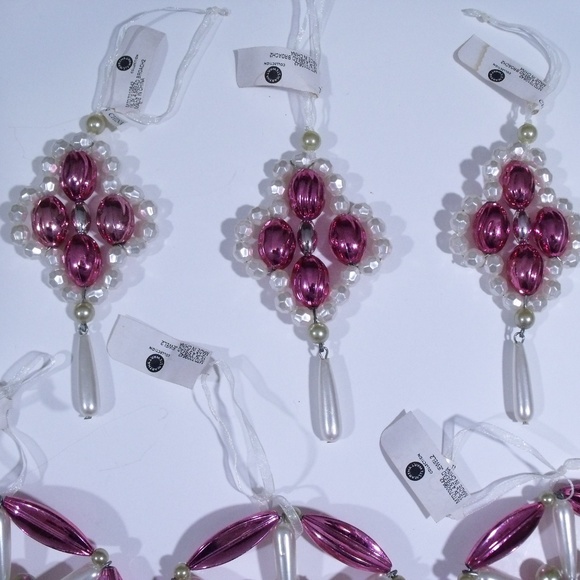 Martha Stewart Pink & White Beaded Ornaments - Picture 2 of 6